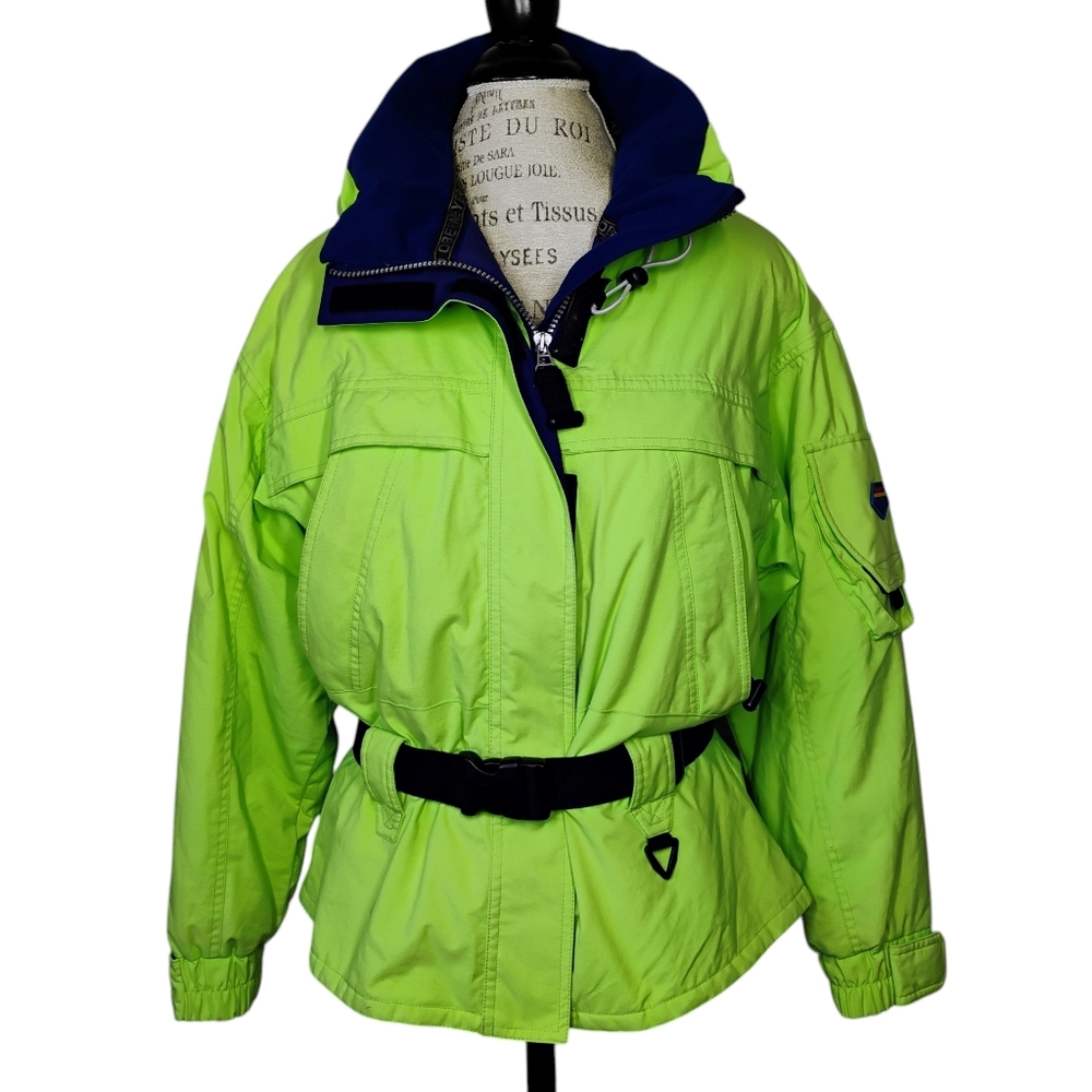 Vintage Obermeyer Competition Parka Jacket Bright Green Womens 12P Ski Retro